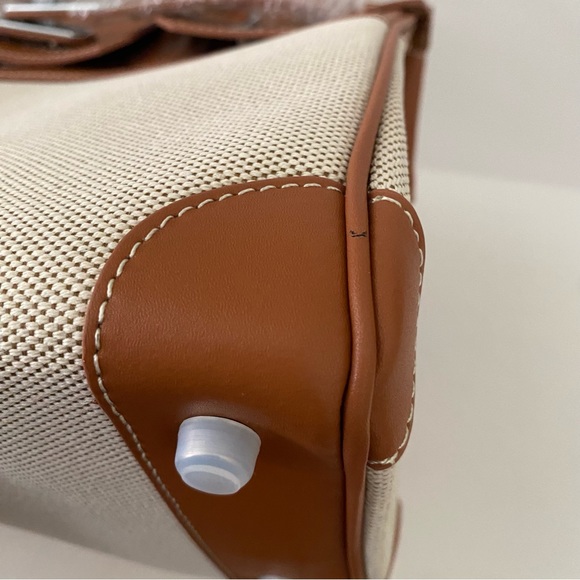 Canvas Leather Toile 30 Structured Bag w/ Lock Key Doctor's Satchel Crossbody C4 - Picture 11 of 15